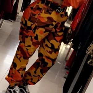 Orange camo cargos Fashion Nova